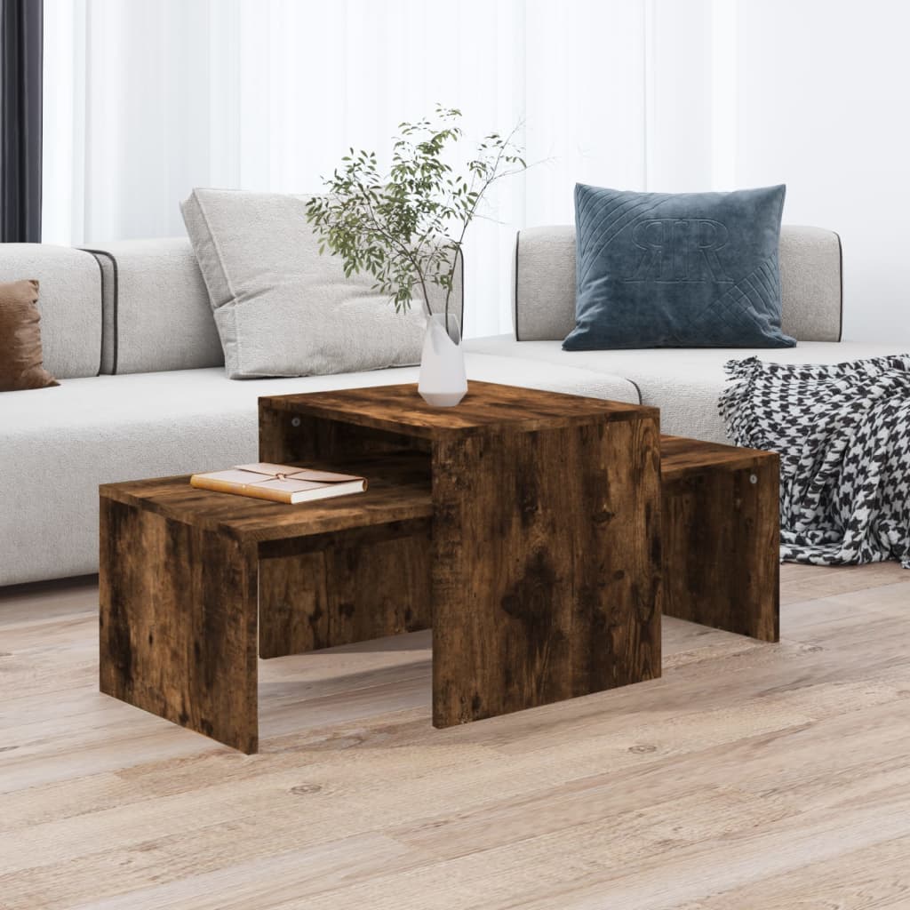 vidaXL Coffee Table Set Smoked Oak 39.4"x18.9"x15.7" Engineered Wood