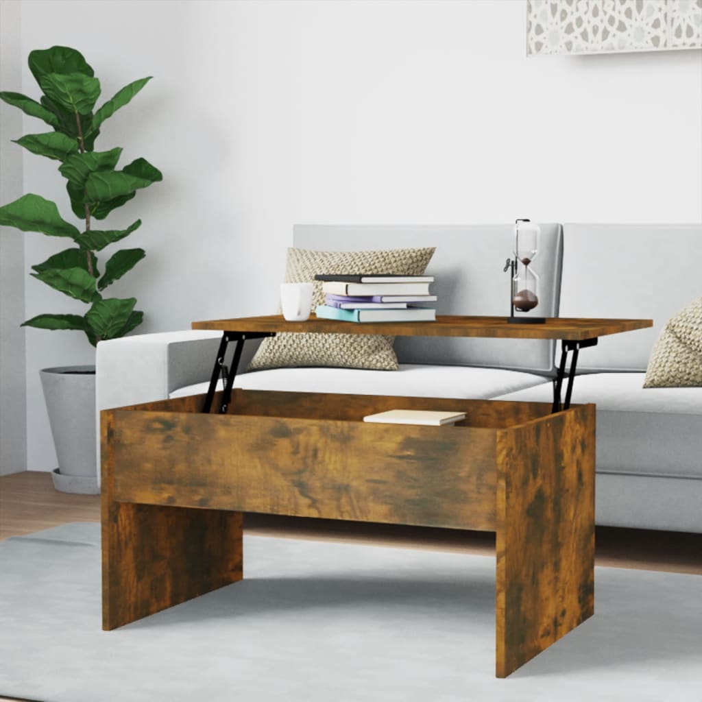 vidaXL Coffee Table Smoked Oak 31.5"x19.9"x16.3" Engineered Wood