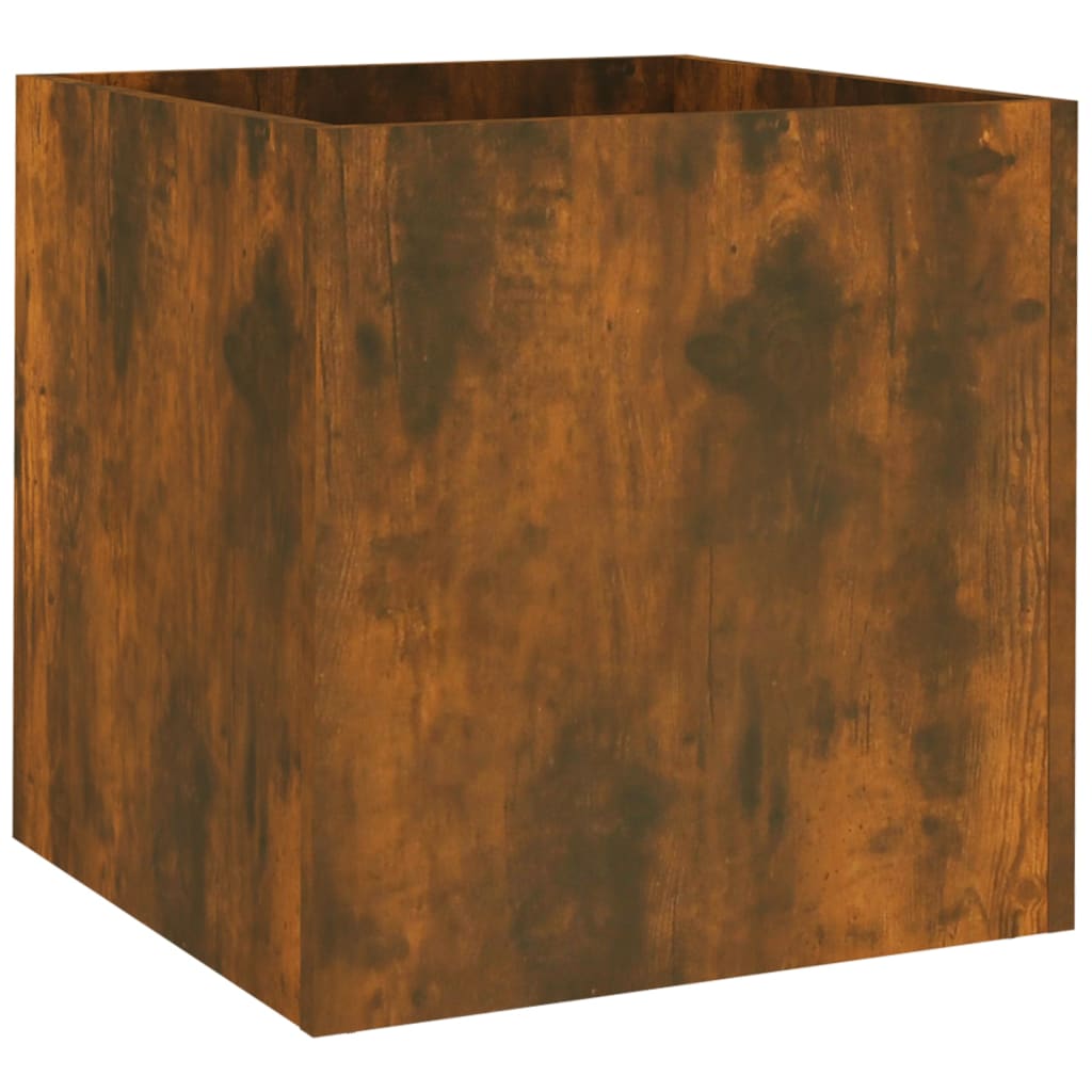 vidaXL Planter Box Smoked Oak 15.7"x15.7"x15.7" Engineered Wood