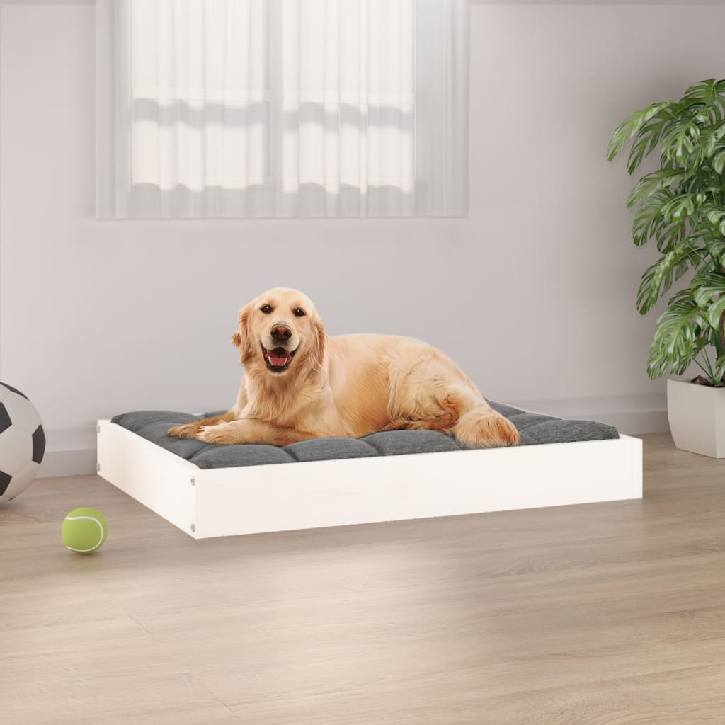 vidaXL Dog Bed White 28.1"x21.3"x3.5" Solid Wood Pine