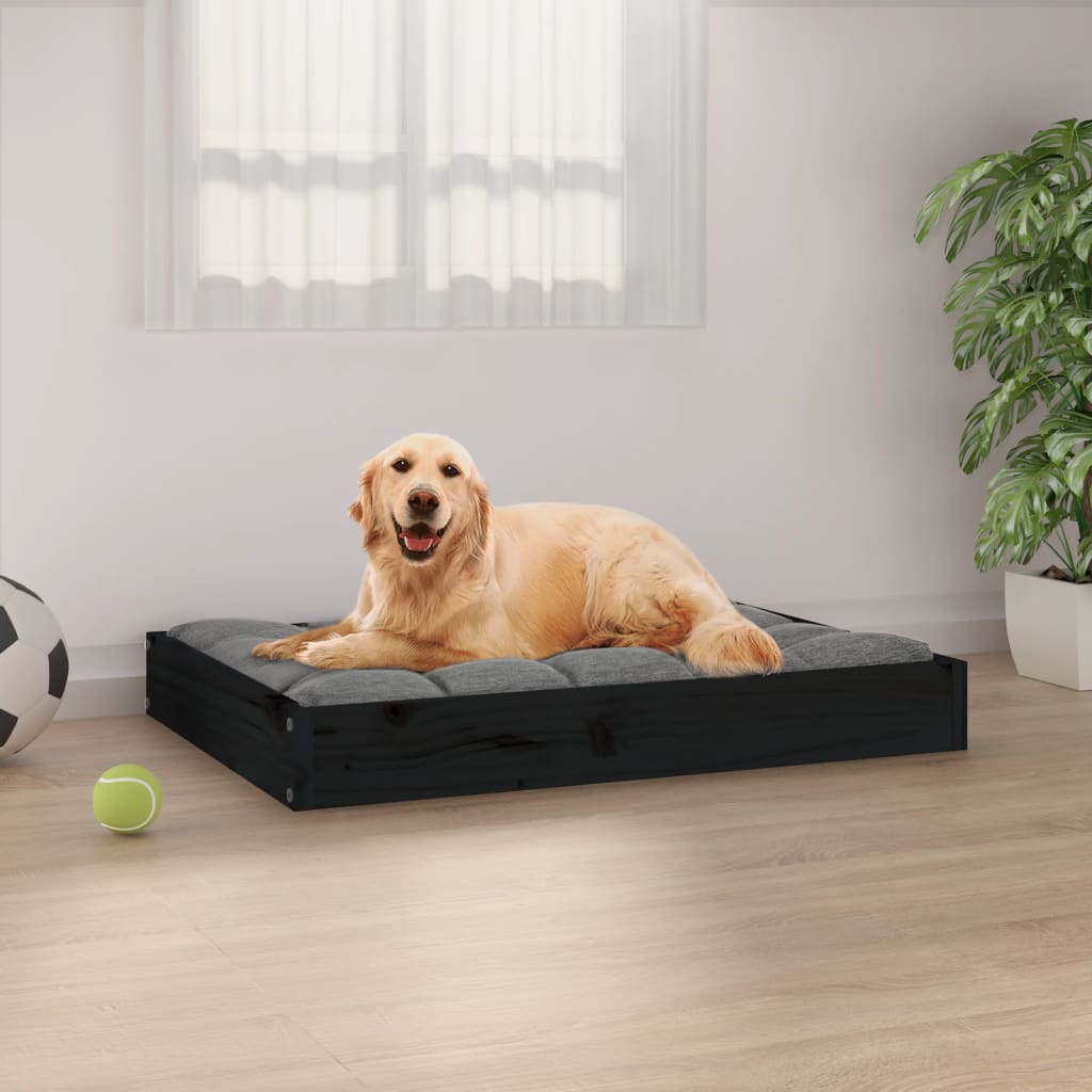 vidaXL Dog Bed Black 28.1"x21.3"x3.5" Solid Wood Pine