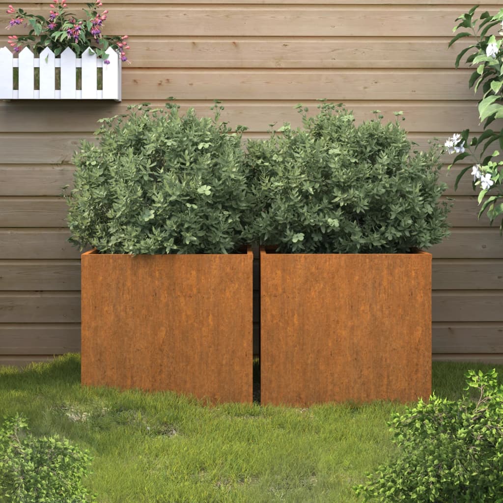 vidaXL Planters 2 pcs 19.3"x18.5"x18.1" Corten Steel