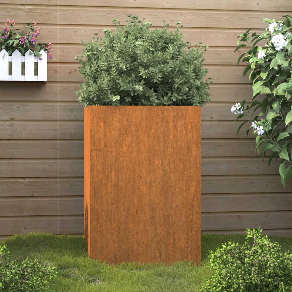 vidaXL Planter 16.5"x15"x29.5" Corten Steel