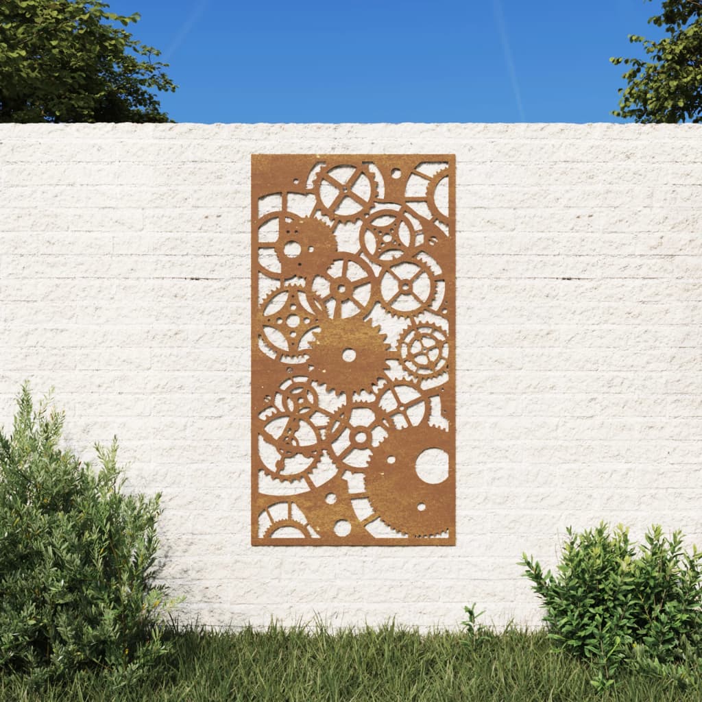 vidaXL Patio Wall Decoration 41.3"x21.7" Corten Steel Gear Wheel Design