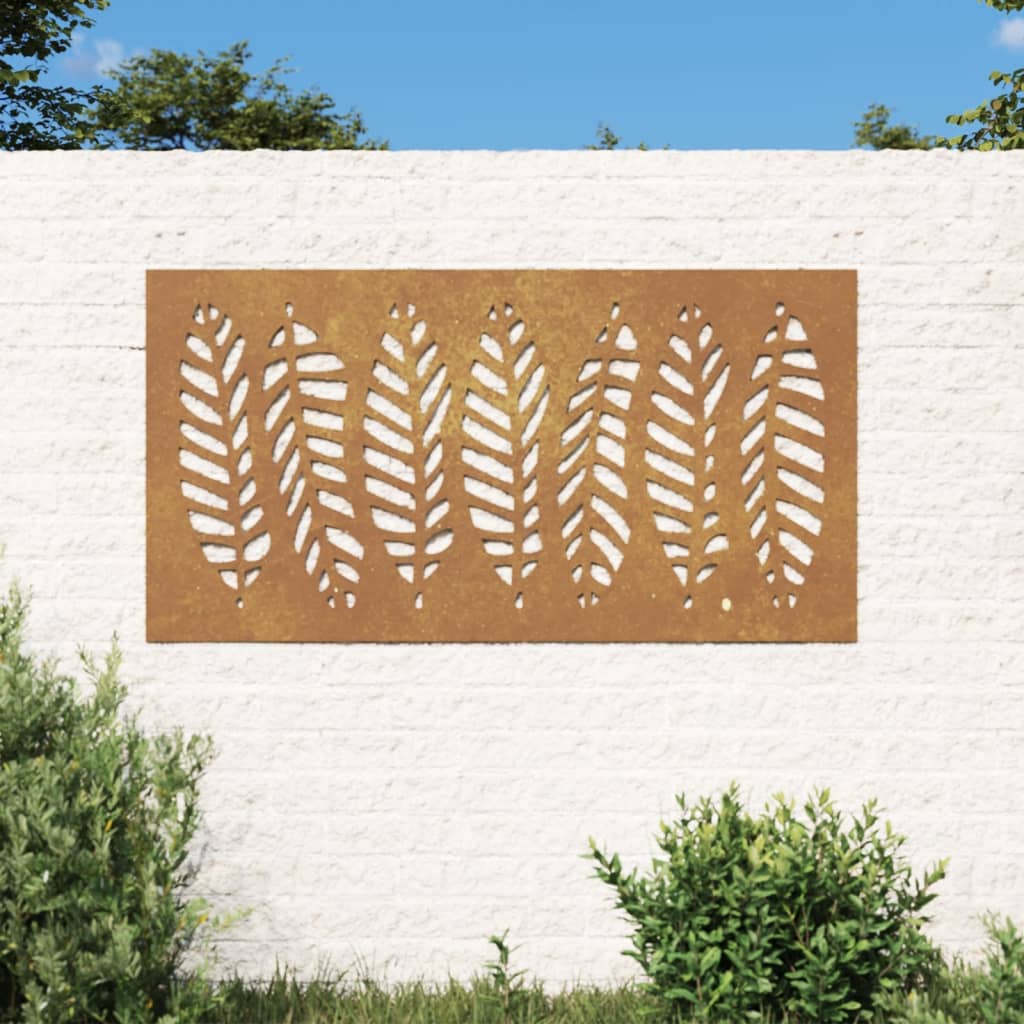 vidaXL Patio Wall Decoration 41.3"x21.7" Corten Steel Leaf Design