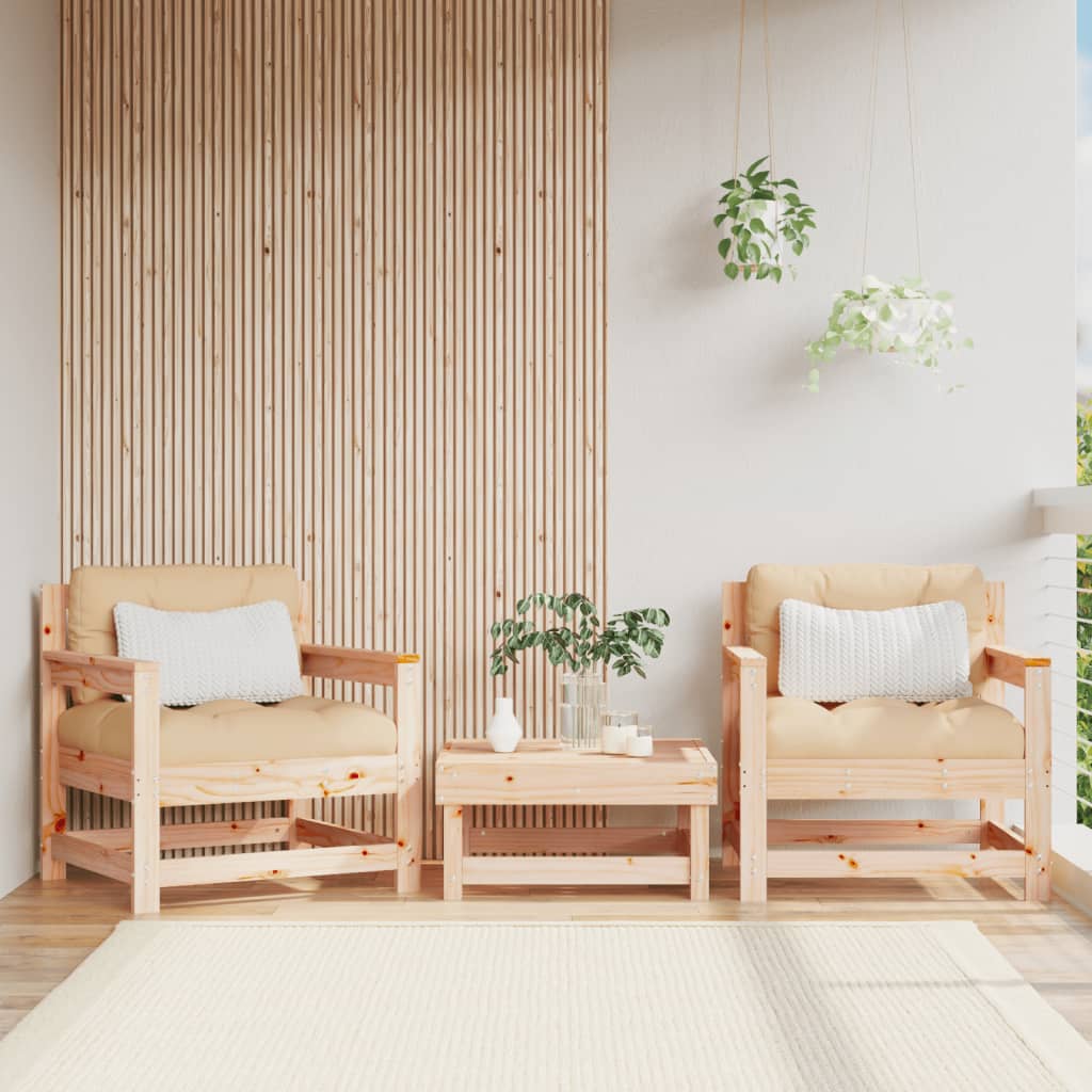 vidaXL Patio Chairs with Cushions 2 pcs Solid Wood Pine