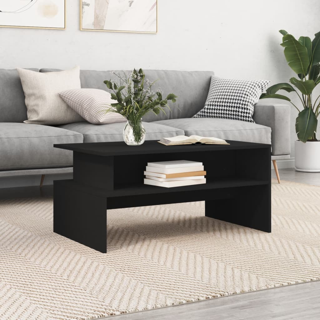vidaXL Coffee Table Black 35.4"x21.7"x16.7" Engineered Wood