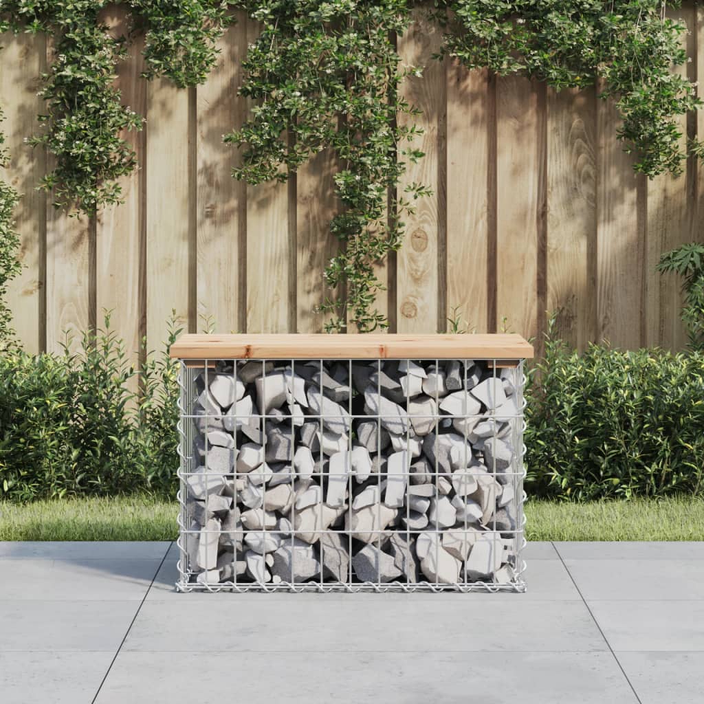 vidaXL Patio Bench Gabion Design 24.8"x12.4"x16.5" Solid Wood Pine