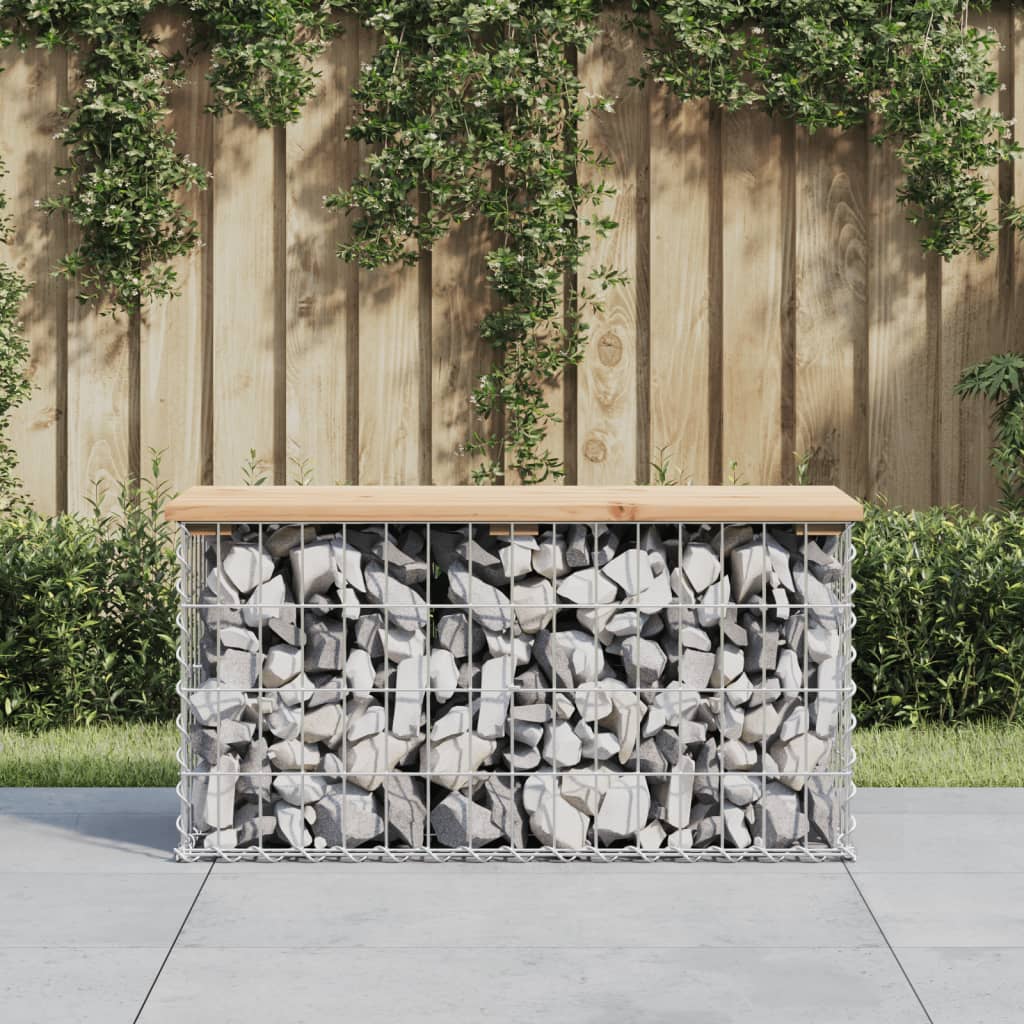 vidaXL Patio Bench Gabion Design 32.7"x12.4"x16.5" Solid Wood Pine