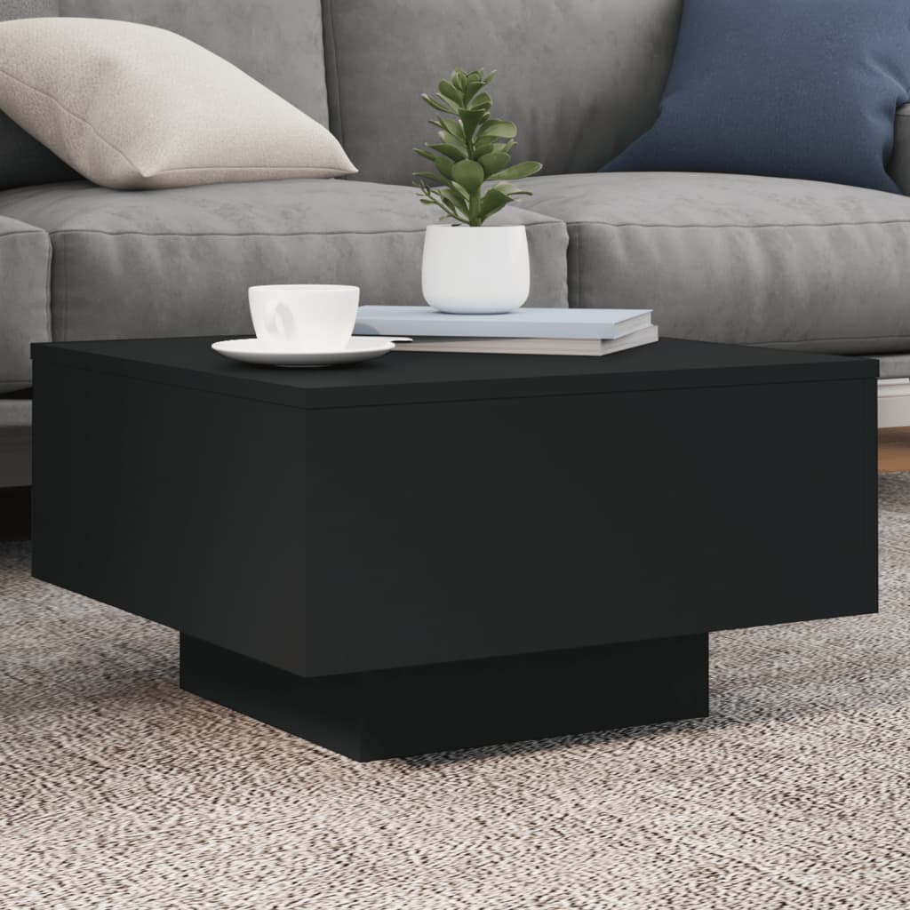 vidaXL Coffee Table Black 21.7"x21.7"x12.2" Engineered Wood