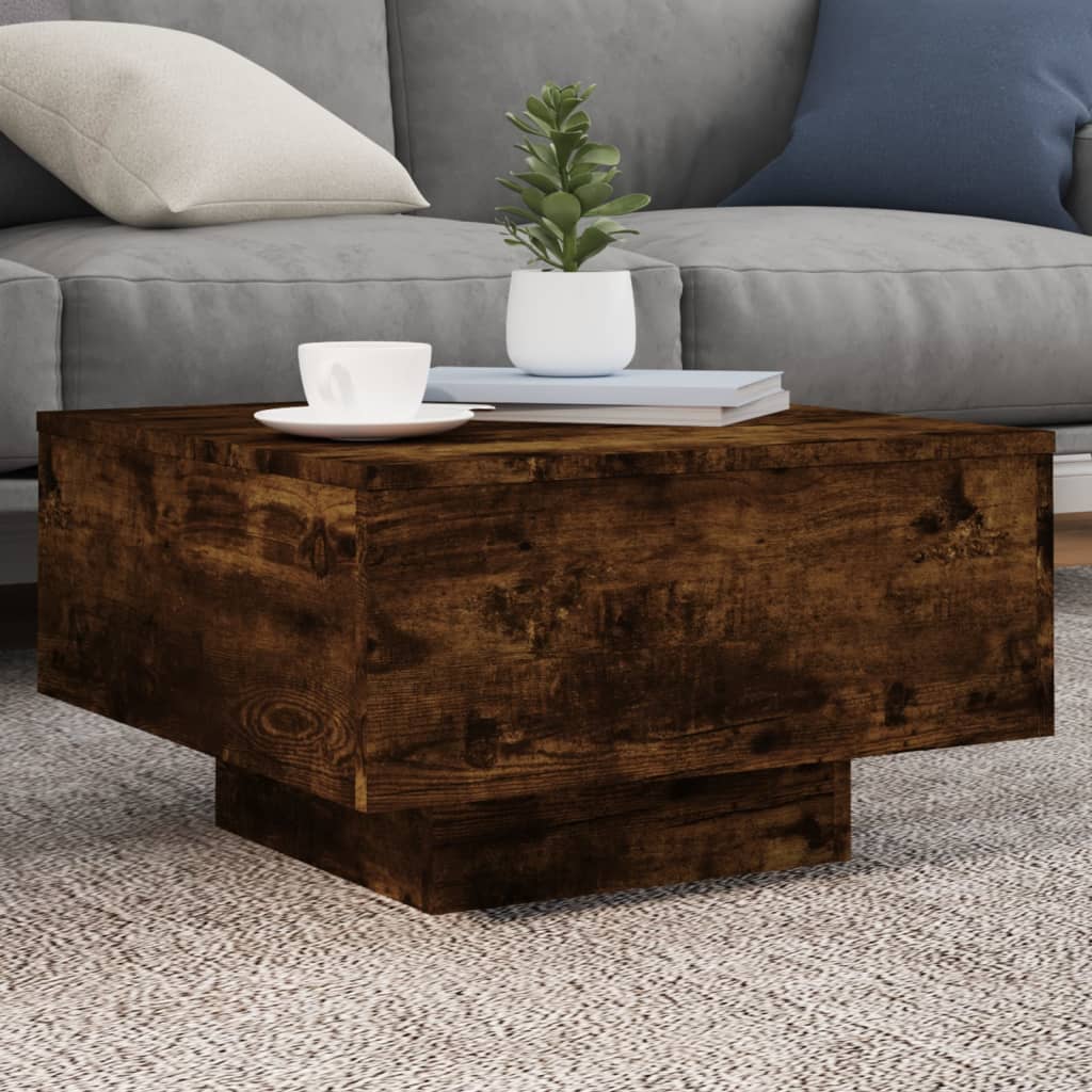 vidaXL Coffee Table Smoked Oak 21.7"x21.7"x12.2" Engineered Wood