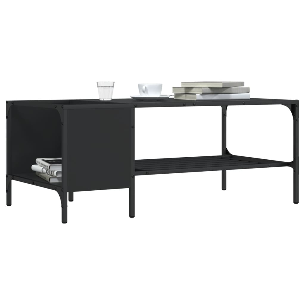 vidaXL Coffee Table with Rack Black 39.4"x20.1"x15.7" Engineered Wood
