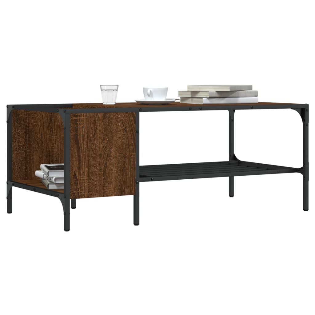 vidaXL Coffee Table with Rack Brown Oak 39.4"x20.1"x15.7" Engineered Wood