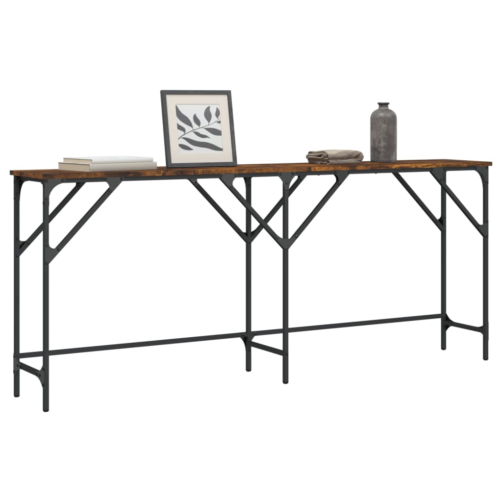 vidaXL Console Table Smoked Oak 70.9"x11.4"x29.5" Engineered Wood