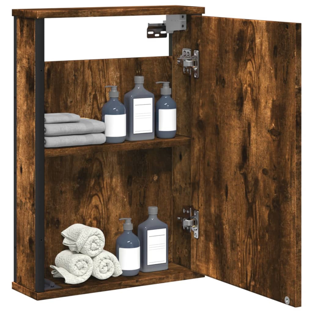 vidaXL Bathroom Mirror Cabinet Smoked Oak 16.5"x4.7"x23.6" Engineered Wood