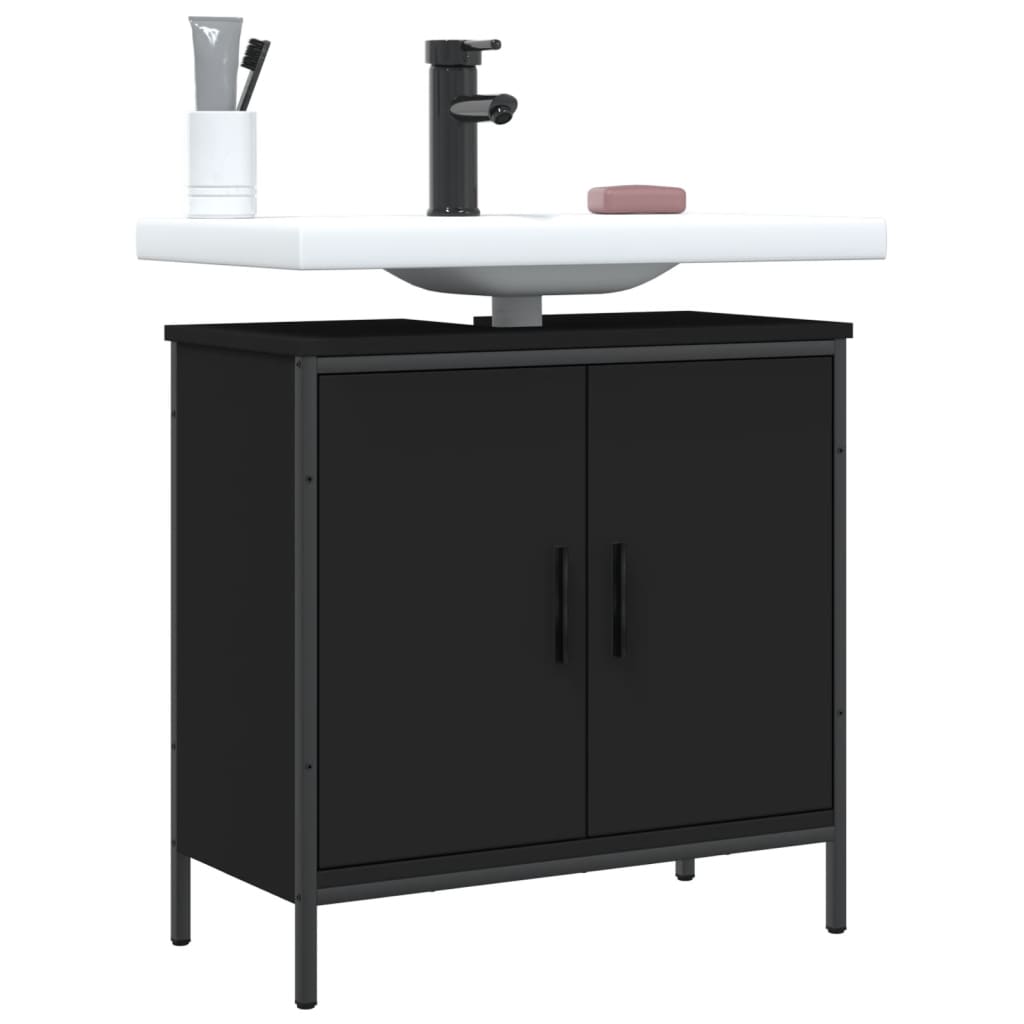vidaXL Bathroom Sink Cabinet Black 23.6"x11.8"x23.6" Engineered Wood