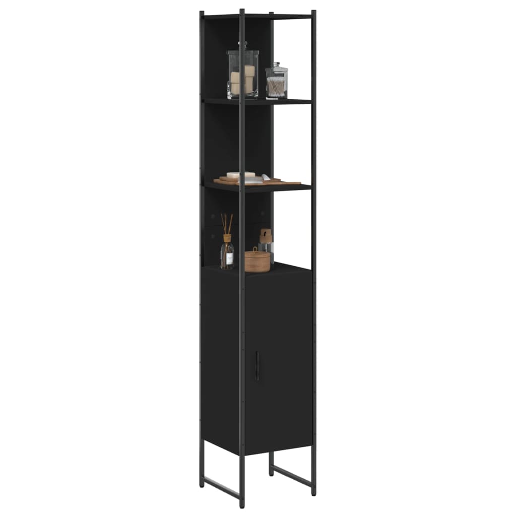 vidaXL Bathroom Cabinet Black 13"x13"x73" Engineered Wood