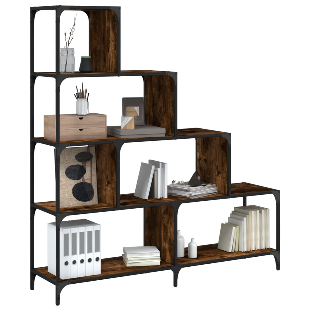 vidaXL Bookcase 4-Stair Smoked Oak 54.7"x13.2"x58.7" Engineered Wood