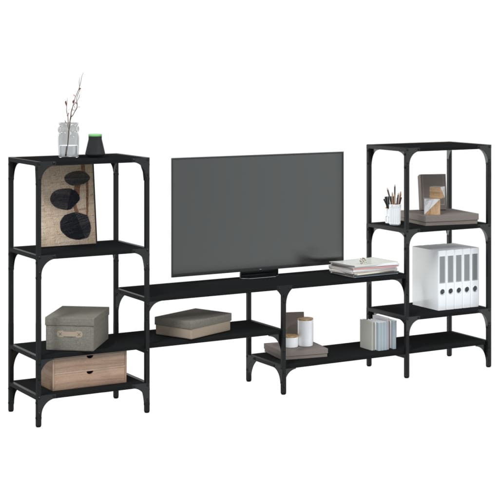 vidaXL TV Stand Black 81.3"x11.2"x37.4" Engineered Wood