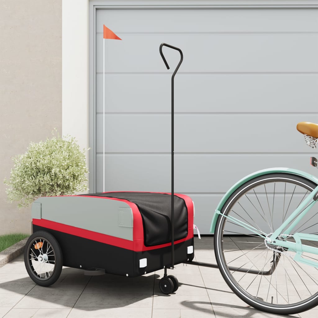 vidaXL Bike Trailer Black and Red 99.2 lb Iron