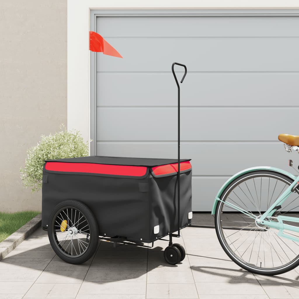 vidaXL Bike Trailer Black and Red 99.2 lb Iron