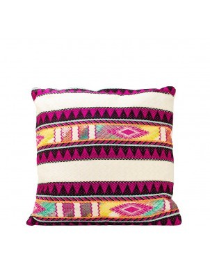 Fuschia Accented Jacquard Cushion Cover - 18" Fuschia