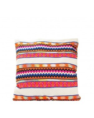 Pink/Orange/Blue Jacquard Cushion Cover - 24" Pink/Orange/Blue