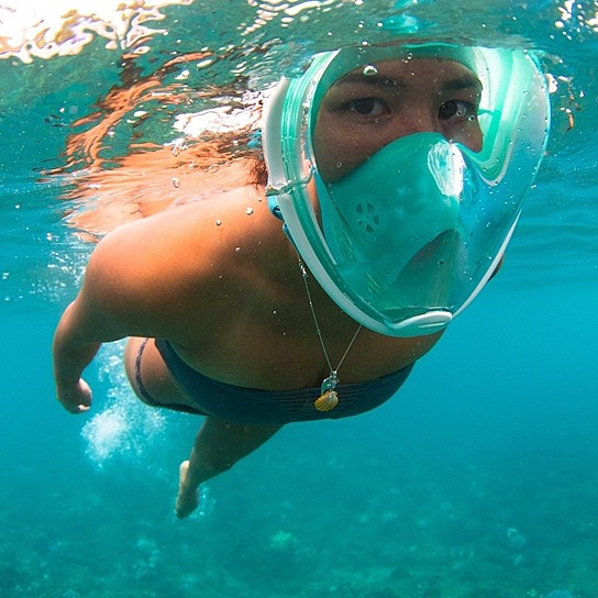 Full Face Snorkel Mask with Optional HD 1080P Action Sports Camera - Turqoise Mask Only Turqoise