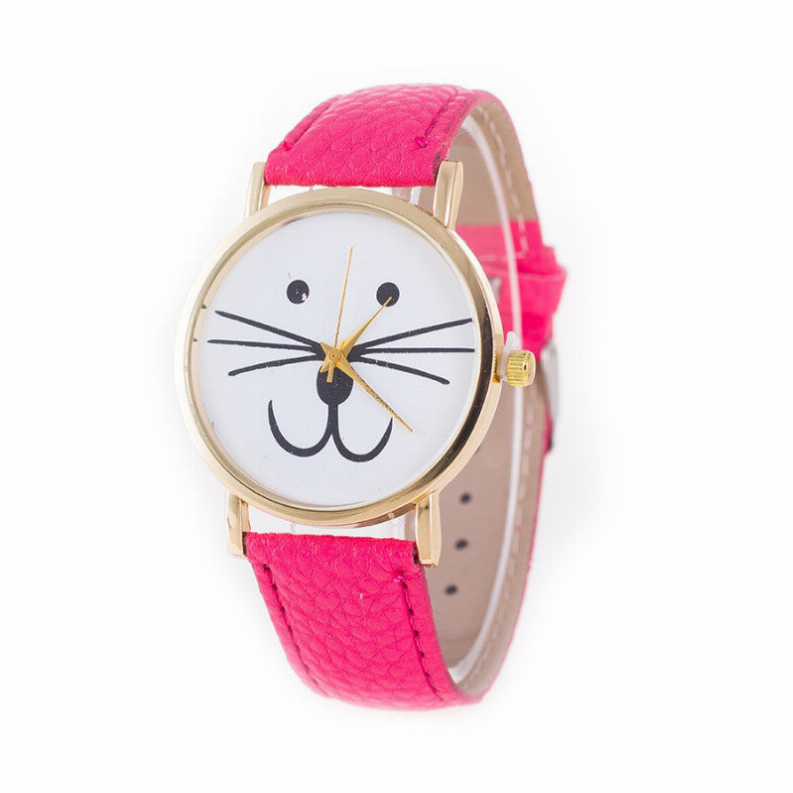 Mr. Whiskers Cat Watches 9 lives And 9 colors - Hot Pink
