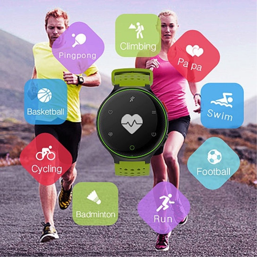 Smart Fit Sporty Waterproof Watch With Active Heart Rate and Blood Pressure Monitor - Black/Green