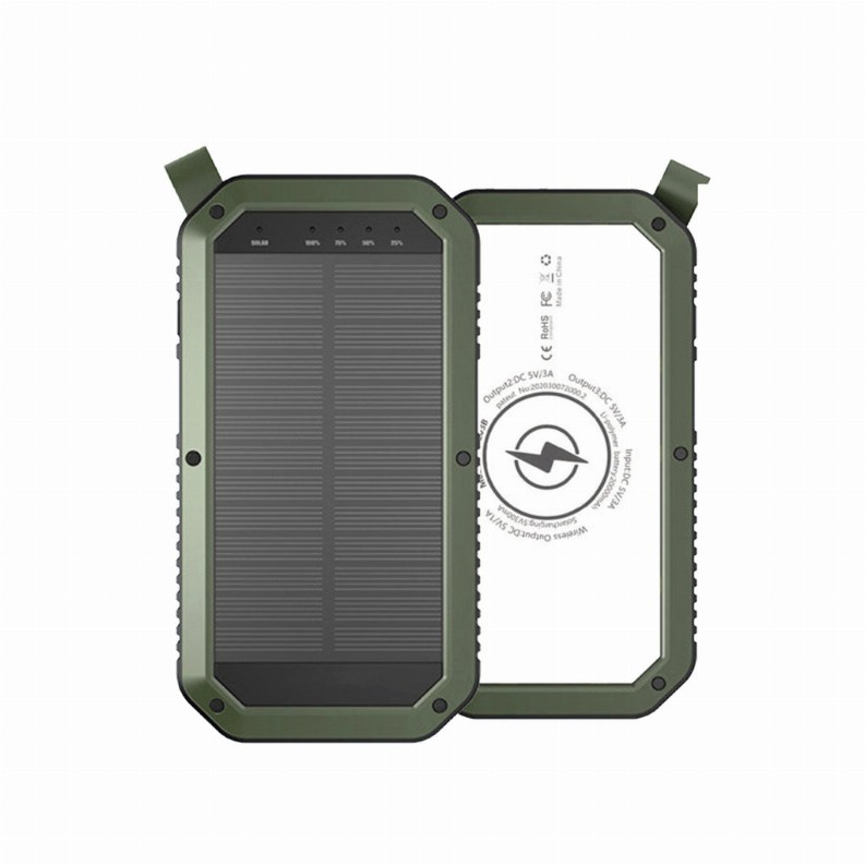 Sun Chaser Mini Solar Powered Wireless Phone Charger 10,000 mAh With LED Flood Light - Green