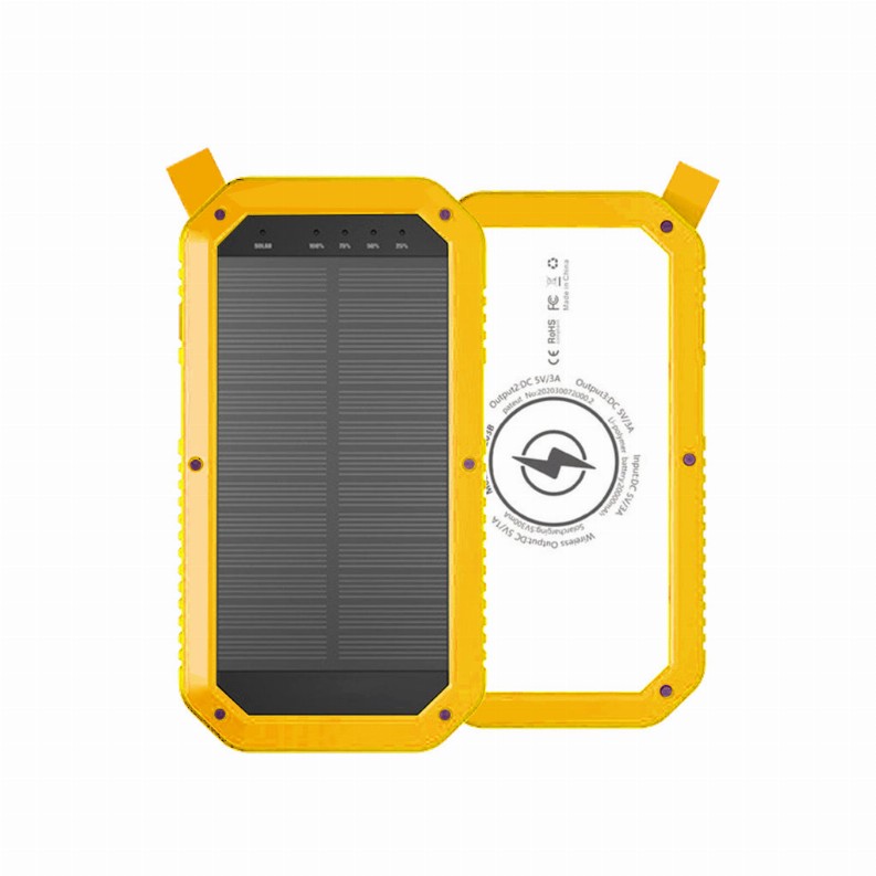 Sun Chaser Mini Solar Powered Wireless Phone Charger 10,000 mAh With LED Flood Light - Yellow