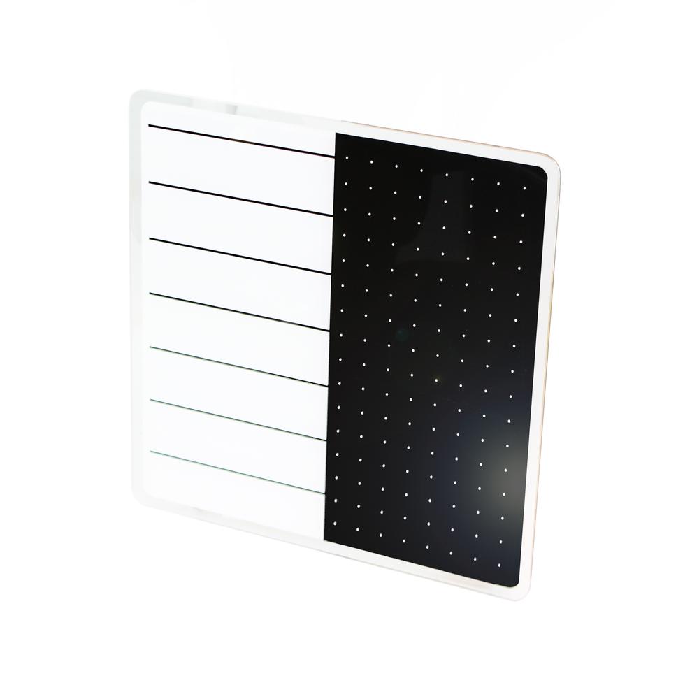 White & Black Plan & Grid Glass Dry Erase Board - 14" x 14"