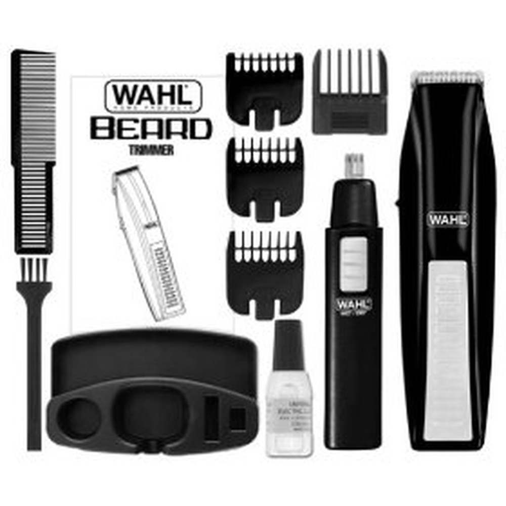 Wahl 5537 1801 Black Cordless Beard Trimmer Bonus Brow Ear Nose