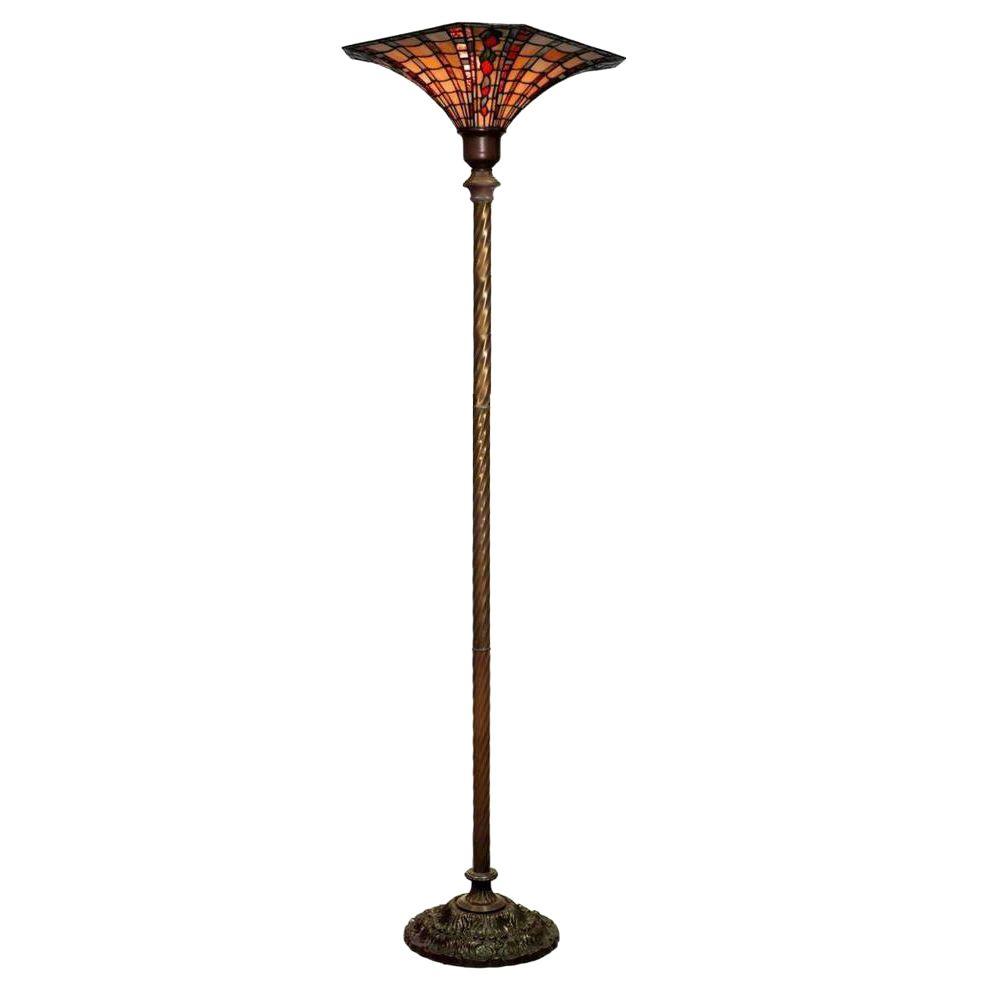 Mission Famous Brand-Style Golden Amber Torchiere Lamp