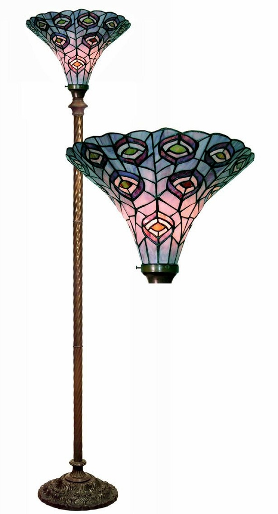 Tiffany-Style Peacock Torchiere Lamp