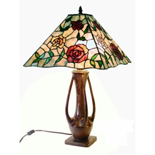 Tiffany-Style Rose Mission-style Table Lamp