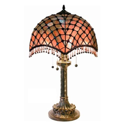 Tiffany-Style Amber Beaded Table Lamp