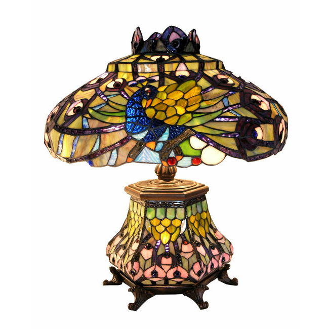 Tiffany-Style Peacock Lantern Table Lamp