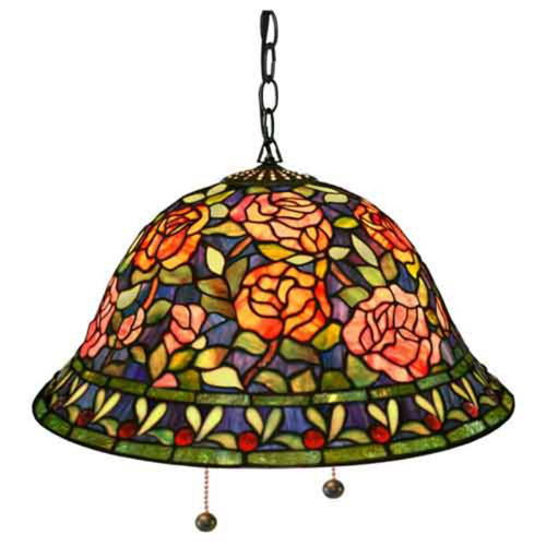 Tiffany-Style Southern Belle Rose Hanging Lamp