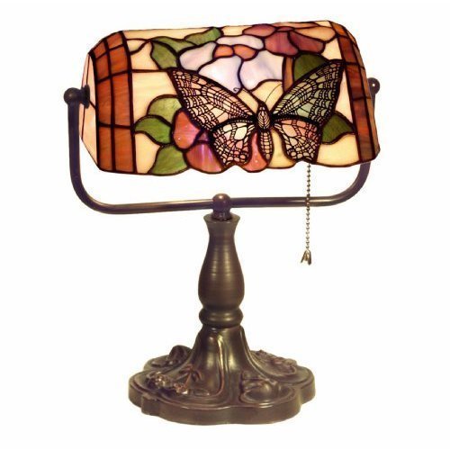 Tiffany Style Banker Butterfly Desk Lamp