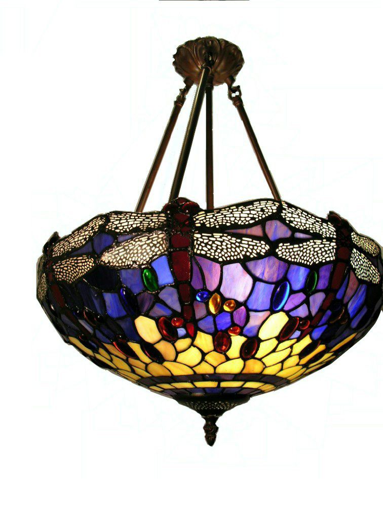 Tiffany-Style Hanging Dragonfly Lamp