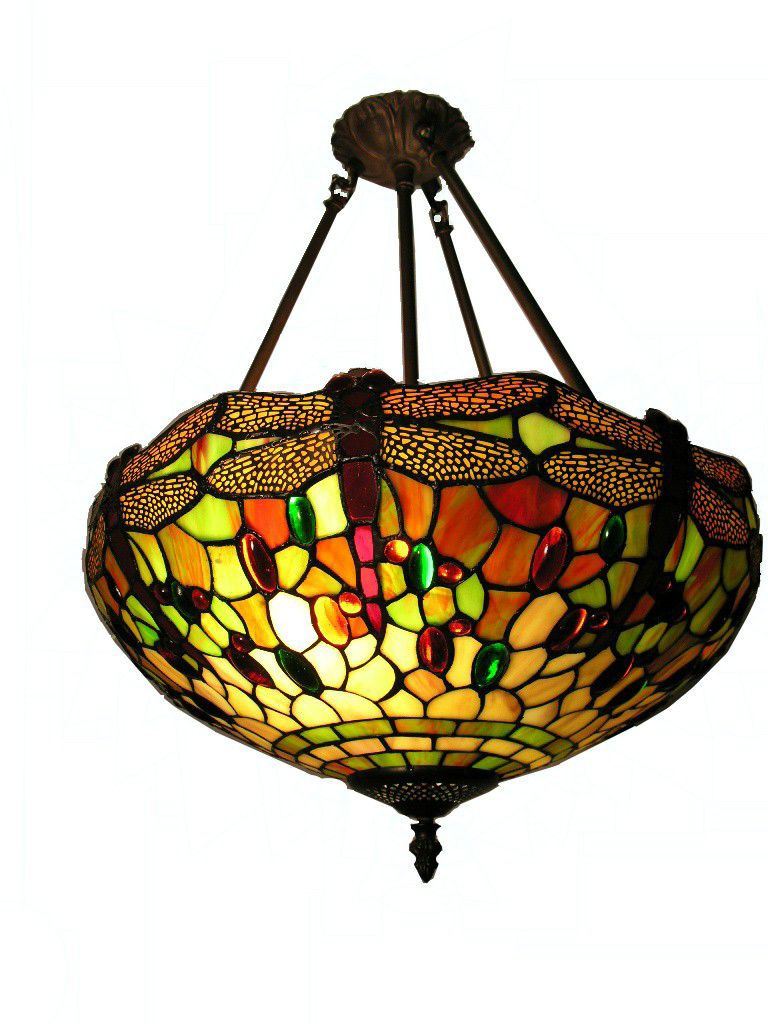 Tiffany-Style Dragonfly Sunset Hanging Lamp