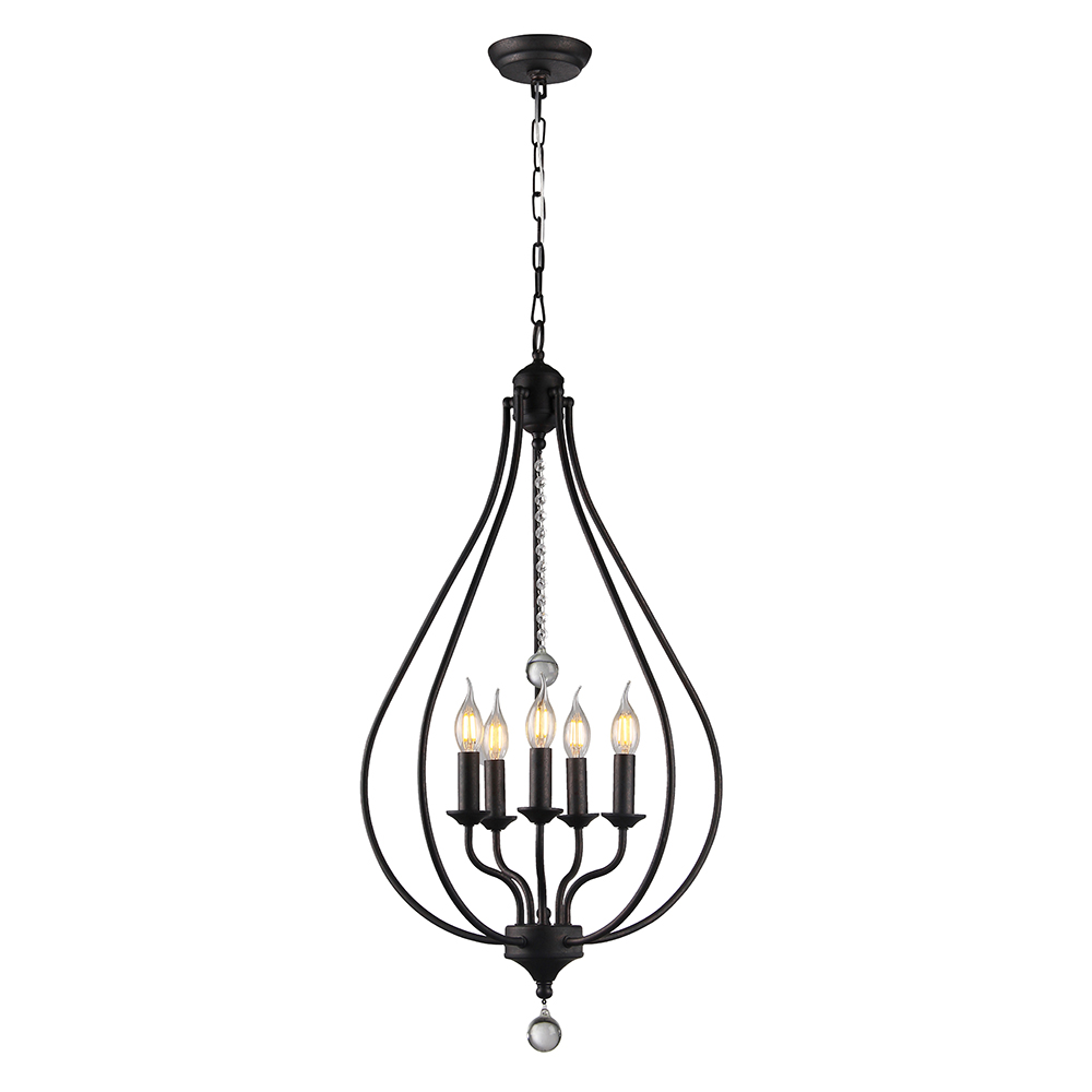 Amriana 5-Light 18-Inch Antique Bronze Cage Pendant