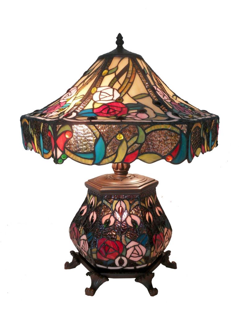 Tiffany Style Rose Table Lamp