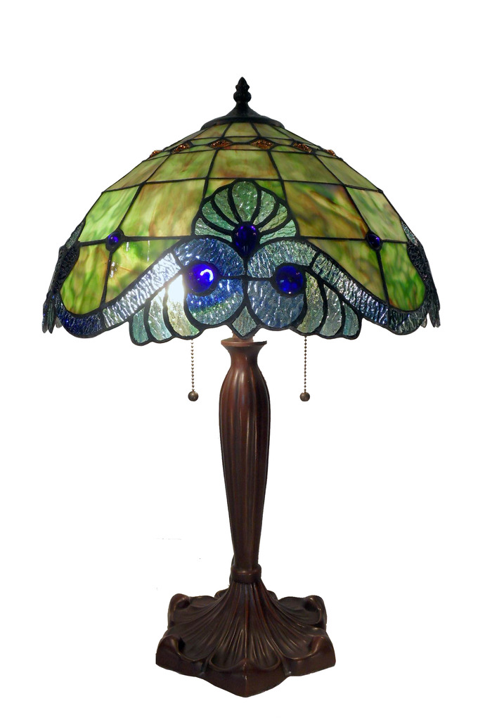 Tiffany Style Green Geometric Symmetry Table Lamp