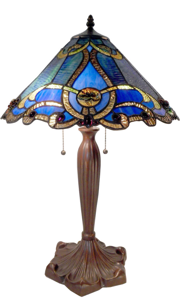 Tiffany Style Blue Cone Table Lamp
