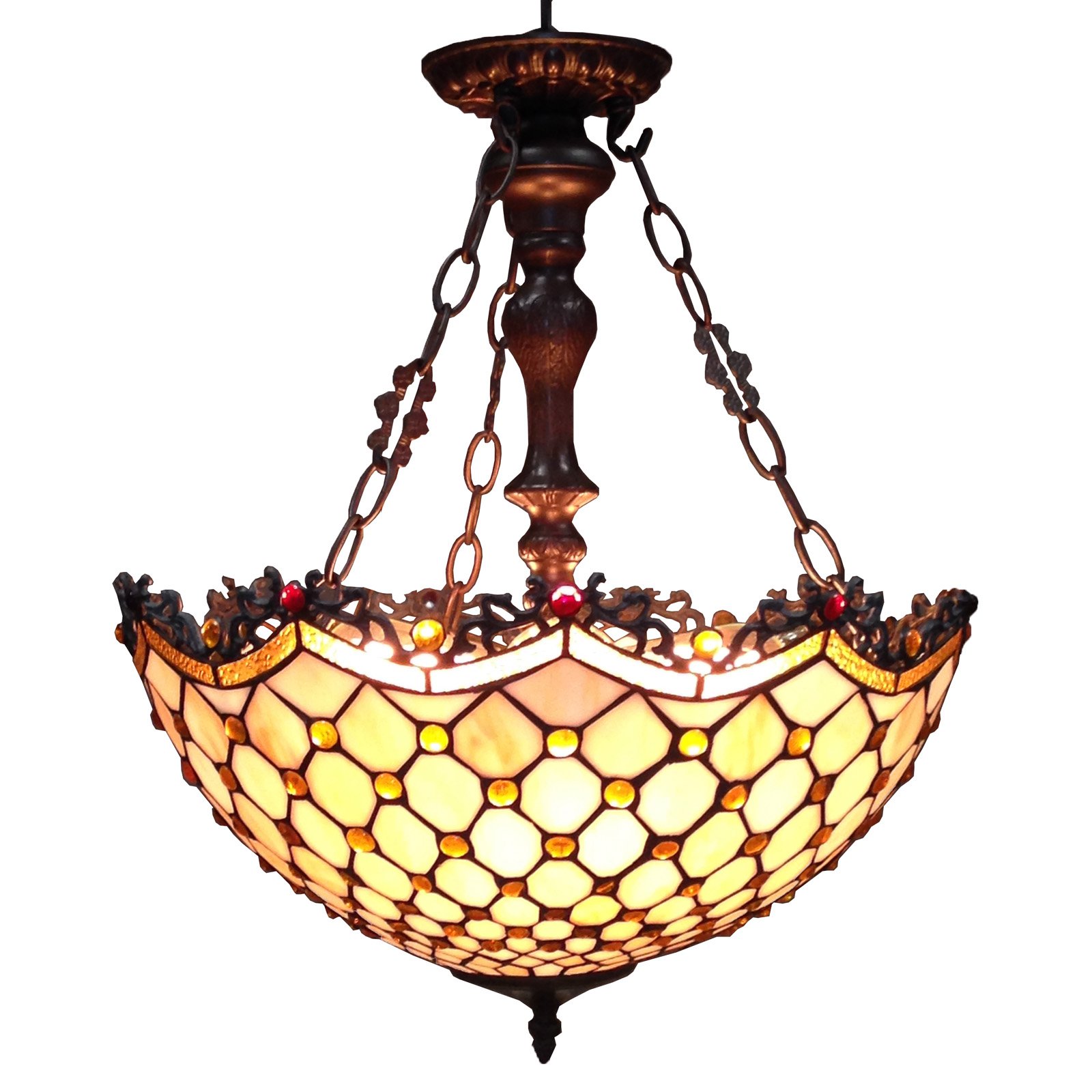 Tiffany-style Alyssa 3-Light Steel Finish Chandelier