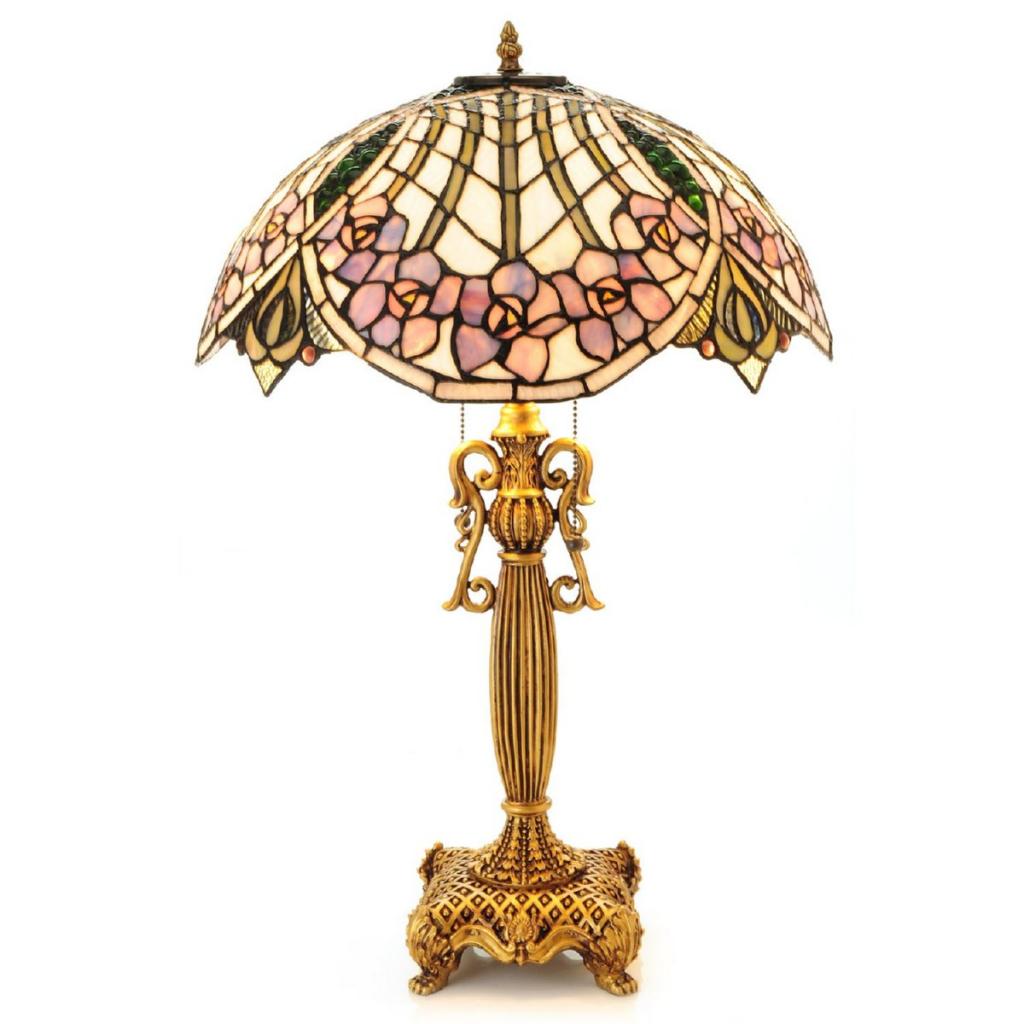 Pink Petal Flower Inspired Tiffany-Style Desk Lamp