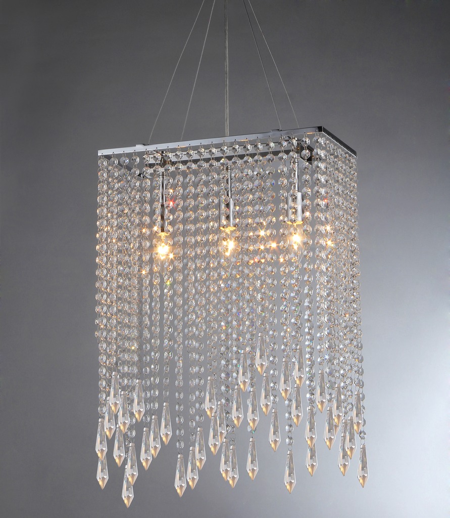 Purcelll Crystal 3-light Chrome Chandelier